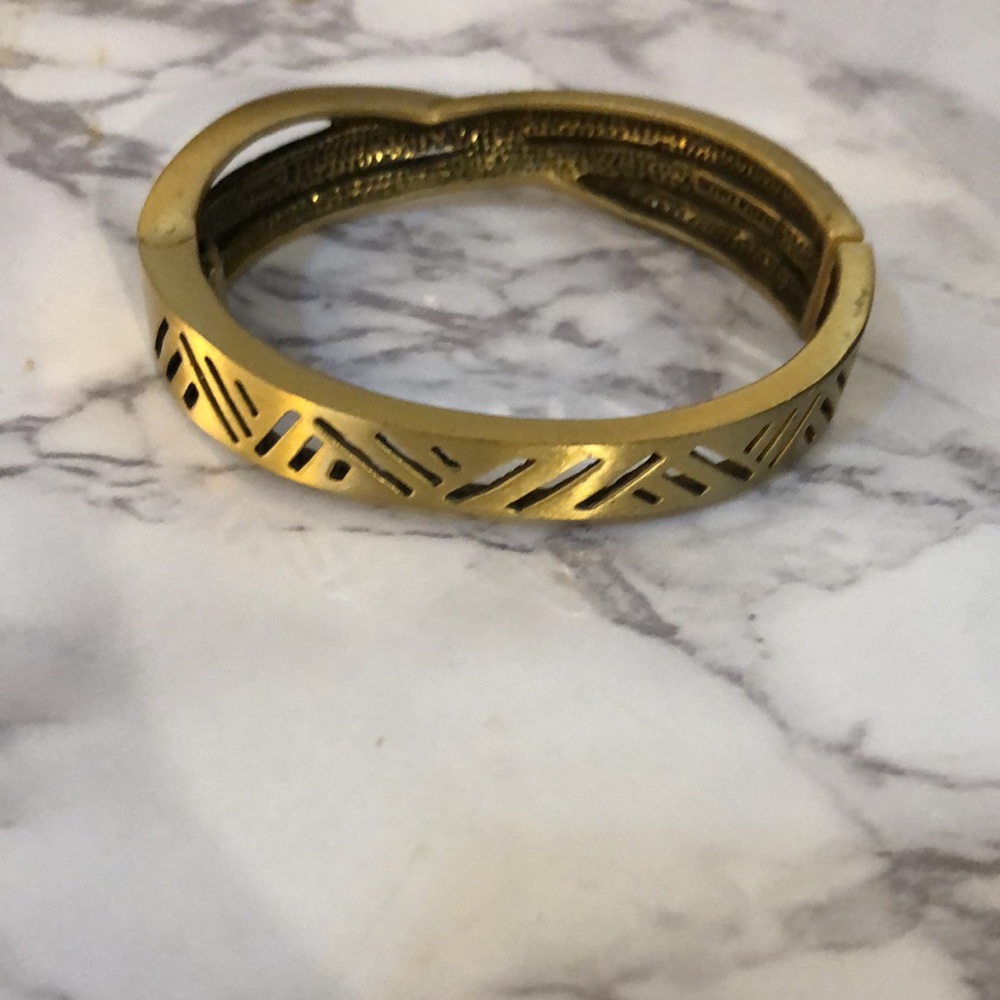 Bracelet bundle brass bracelets Aqua & purple stone detail aqua brass cuff - Picture 3 of 6